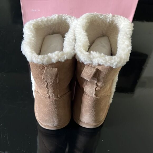 NEW Kate Spade Faux shearling suede boots tan 10 - Picture 6 of 7
